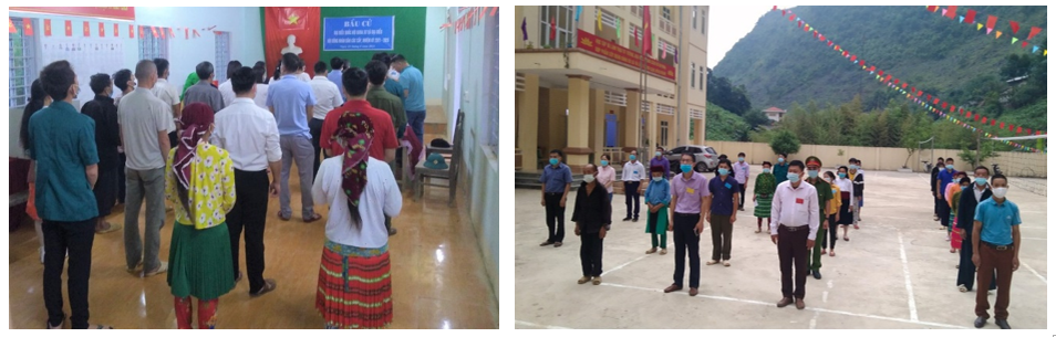 Hình ảnh ghi nhận tại điểm bầu cử thuộc xã Phiêng Luông, huyện Bắc Mê và xã Sà Phìn, huyện Đồng Văn từ trước 6h sáng